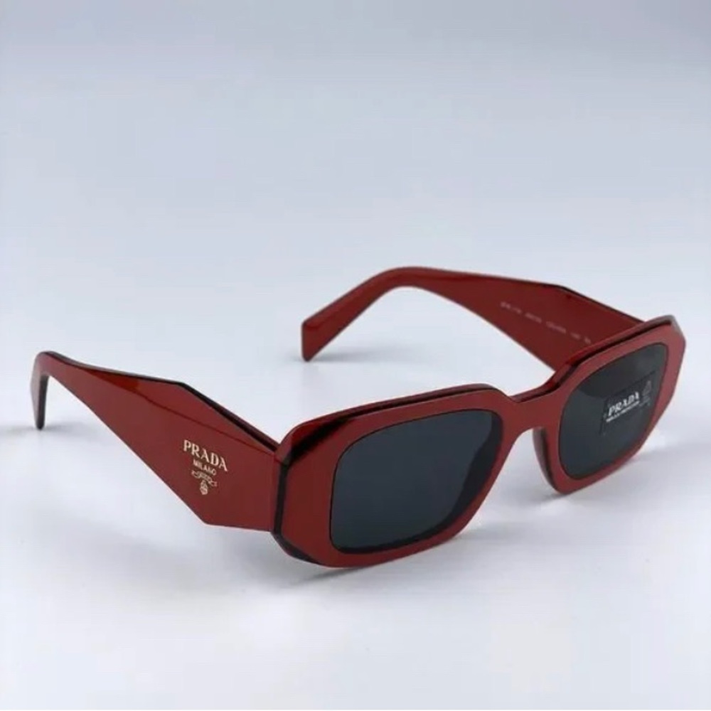 NEW Prada PR17WS 12N5S0 Orange Black Dark Grey Rectangle Unisex Sunglasses - Picture 11 of 15